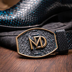 Western Collection Missouri // Python Leather Cowboy Boot // Black + Blue (US: 9.5)