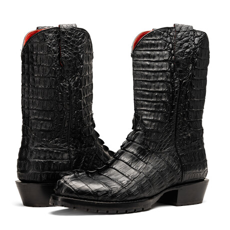Marlboro // Genuine Hornback Caiman Leather Cowboy Boot // Black (US: 7)