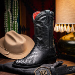 Western Collection Kansas // Python Leather Cowboy Boot // Black (US: 9)