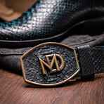 Western Collection Kansas // Python Leather Cowboy Boot // Black + Blue (US: 8.5)