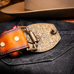 Texas Caiman & Calf Leather Belt // Aged Brown (36)
