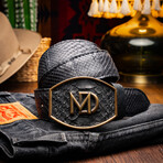 Arkansas // Python Leather Belt // Black (48)