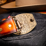 Texas Caiman & Calf Leather Belt // Aged Maple (48)