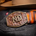 Texas Caiman & Calf Leather Belt // Aged Brown (36)