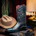 Western Collection Missouri // Python Leather Cowboy Boot // Black + Blue (US: 9.5)