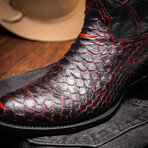 Western Collection Kansas // Python Leather Cowboy Boot // Black Cherry (US: 8.5)