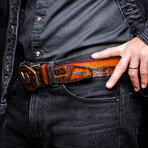 Texas Caiman & Calf Leather Belt // Aged Brown (36)