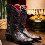 Western Collection Kansas // Python Leather Cowboy Boot // Black Cherry (US: 8.5)