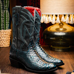 Western Collection Kansas // Python Leather Cowboy Boot // Black + Blue (US: 8.5)