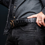 Marlboro Belt // Hornback Caiman Leather Belt // Black (48)
