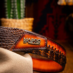 Montana // Caiman & Calf Leather Belt // Aged Brown (48)