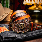 Texas Caiman & Calf Leather Belt // Aged Brown (36)