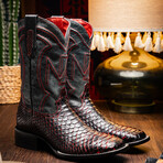 Western Collection Missouri // Python Leather Cowboy Boot // Black Cherry (US: 8)