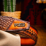 Montana // Caiman & Calf Leather Belt // Aged Maple (36)