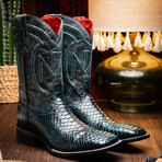 Western Collection Missouri // Python Leather Cowboy Boot // Black + Blue (US: 9.5)