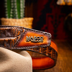 Texas Caiman & Calf Leather Belt // Aged Brown (36)
