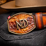 Montana // Caiman & Calf Leather Belt // Aged Maple (36)