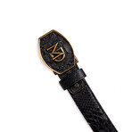 Arkansas // Python Leather Belt // Black (48)