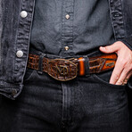 Texas Caiman & Calf Leather Belt // Aged Brown (36)