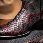 Western Collection Missouri // Python Leather Cowboy Boot // Black Cherry (US: 8)