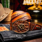 Texas Caiman & Calf Leather Belt // Aged Maple (48)