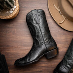 Western Collection Kansas // Python Leather Cowboy Boot // Black (US: 9)