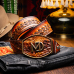 Montana // Caiman & Calf Leather Belt // Aged Maple (36)