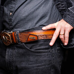 Texas Caiman & Calf Leather Belt // Aged Maple (48)