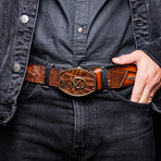 Texas Caiman & Calf Leather Belt // Aged Maple (48)