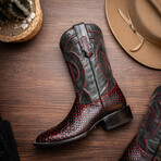 Western Collection Missouri // Python Leather Cowboy Boot // Black Cherry (US: 8)