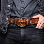 Montana // Caiman & Calf Leather Belt // Aged Maple (36)