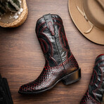 Western Collection Kansas // Python Leather Cowboy Boot // Black Cherry (US: 8.5)