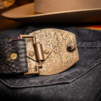 Arkansas // Python Leather Belt // Black (48)