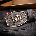 Arkansas // Python Leather Belt // Black (48)