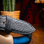 Arkansas // Python Leather Belt // Black + Blue (44)