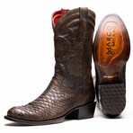 Western Collection Kansas // Python Leather Cowboy Boot // Brown (US: 10.5)