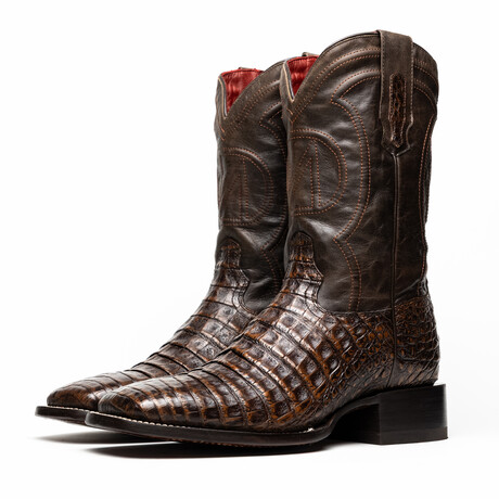 Western Collection Tucson // Caiman Belly Leather Cowboy Boot // Aged Brown (US: 7)