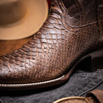 Western Collection Missouri // Python Leather Cowboy Boot // Brown (US: 10)