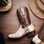 Western Collection Kansas // Python Leather Cowboy Boot // Natural (US: 8.5)