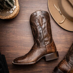 Western Collection Missouri // Python Leather Cowboy Boot // Brown (US: 10)