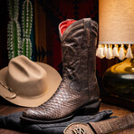Western Collection Kansas // Python Leather Cowboy Boot // Brown (US: 10.5)