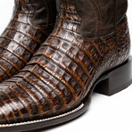 Western Collection Tucson // Caiman Belly Leather Cowboy Boot // Aged Brown (US: 7.5)