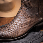 Western Collection Kansas // Python Leather Cowboy Boot // Brown (US: 10.5)