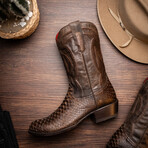 Western Collection Kansas // Python Leather Cowboy Boot // Brown (US: 10.5)