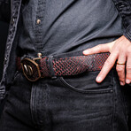 Arkansas // Python Leather Belt // Blackcherry (48)
