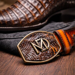 Western Collection Tucson // Caiman Belly Leather Cowboy Boot // Aged Brown (US: 7.5)