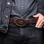 Arkansas // Python Leather Belt // Blackcherry (48)