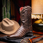 Western Collection Tucson // Caiman Belly Leather Cowboy Boot // Aged Brown (US: 7.5)