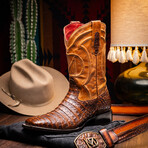 Western Collection Tucson // Caiman Belly Leather Cowboy Boot // Aged Maple (US: 7)