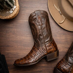 Western Collection Phoenix // Caiman Belly Leather Cowboy Boot // Aged Brown (US: 8)